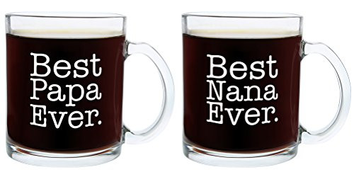 Christmas Gifts for Nana and Papa Best Ever Funny Fathers Day Gift Glass Coffee Mug Tea Cup