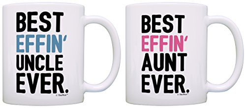 Aunt Uncle Gifts Best Effin Aunt and Uncle Ever Bundle Funny Aunt Uncle Gifts 2 Pack Gift Coffee Mugs Tea Cups White