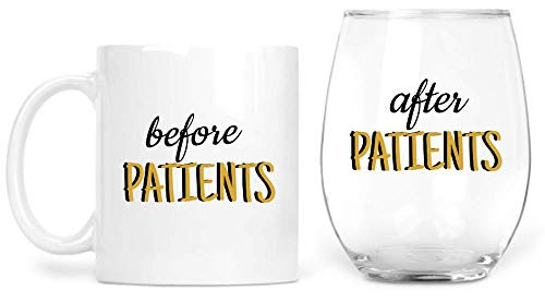 Before Patients 11 oz Coffee Mug After Patients 15 oz stemless wine glass set - Cute Gift for Nurse, Doctor, Dentist, Medical Physician, Dental and Graduation gifts for nursing students Before Patients 11 oz Coffee Mug After Patients 15 oz stemless wine glass set - Cute Gift for Nurse, Doctor, Dentist, Medical Physician, Dental and Graduation gifts for nursing students