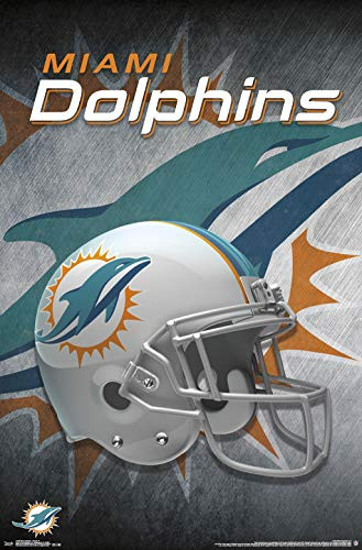 Trends International Miami Dolphins-Helmet Clip Wall Poster, 22.375" x 34", Premium Poster & Clip Bundle