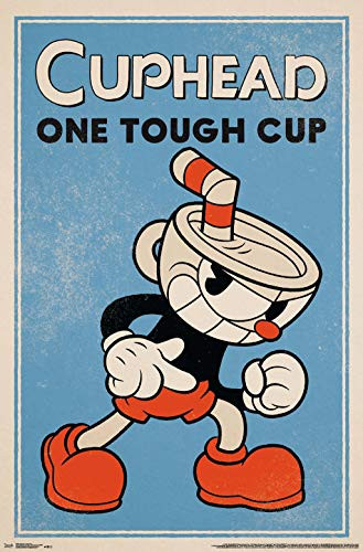 Trends International Cuphead-Tough Cup Clip Wall Poster, 22.375" x 34", Premium Poster & Clip Bundle