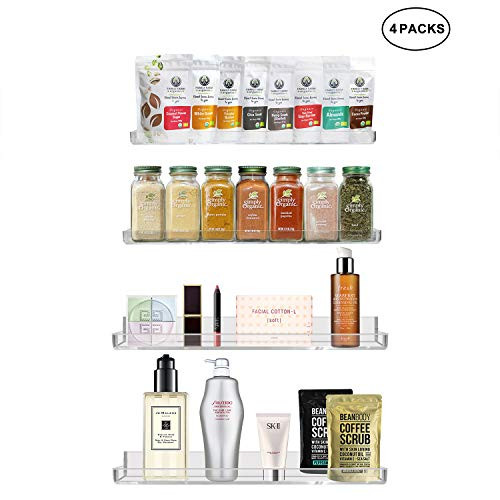 Spice Rack Wall Mount Invisible Acrylic Wall Spice Rack Wall Mount Spice Rack Spice Rack Spice Rack Organizer Spice Rack for Door (Pack of 4)