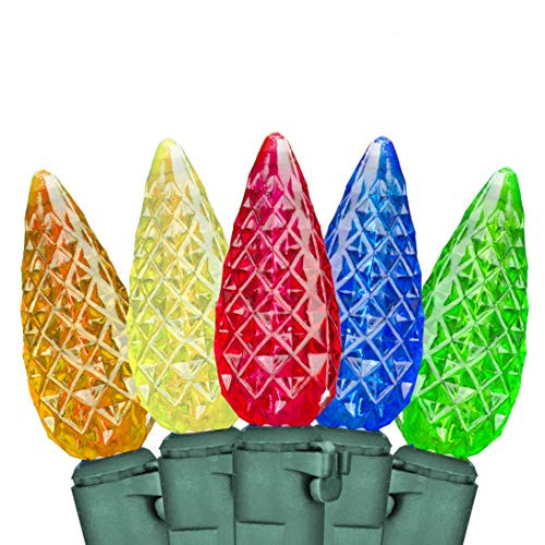 Vanthylit 100 Five Multicolor Green Line Christmas Lights Set with Interior Outdoor Transparent C6 Bulb Decoration(End to End Connectable Up to 45 Sets)