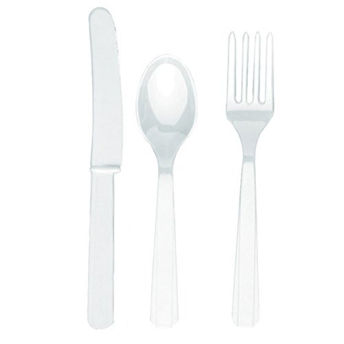 amscan Assorted Plastic Cutlery | Party Supply | Frosty White | 288 ct.