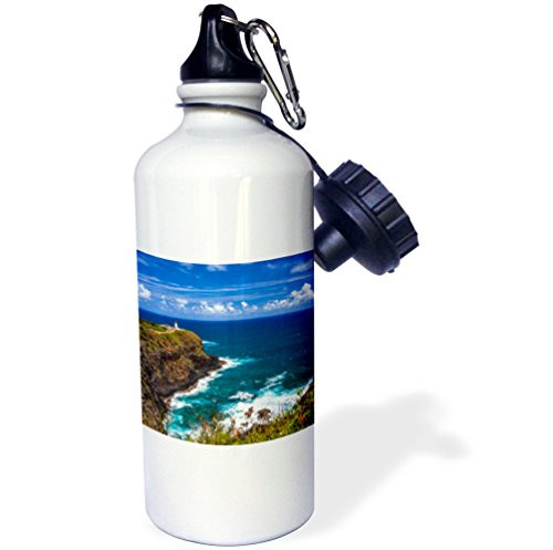 3dRose wb_206558_1 The Kilauea Lighthouse on the Hawaiian island of Kauai Sports Water Bottle, 21oz, Multicolored
