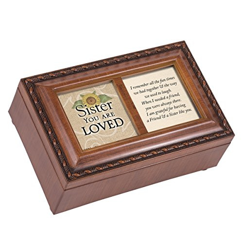 Cottage Garden Sister You are Loved Woodgrain Rope Trim Jewelry Music Box Plays You are My Sunshine Cottage Garden Sister You are Loved Woodgrain Rope Trim Jewelry Music Box Plays You are My Sunshine