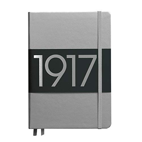 Leuchtturm1917 Master Slim Hardcover Dotted Notebook- 121 Numbered Pages, Silver