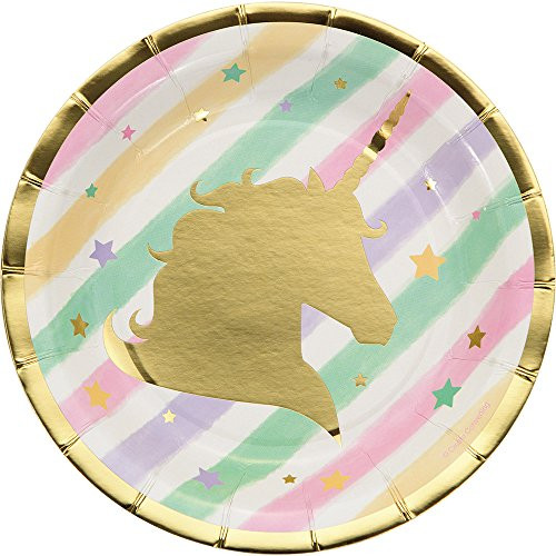 Creative Converting 329410 Unicorn Sparkle 96-Count Small/Dessert Paper Plates