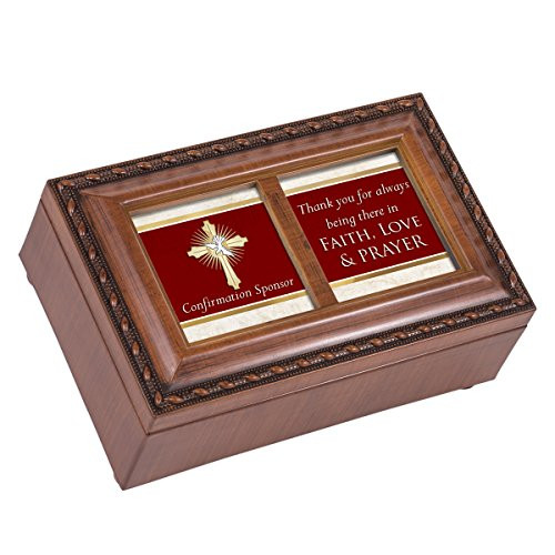 Cottage Garden Confirmation Sponsor Faith Love Prayer Wood Finish Small Jewelry Music Box Plays How Great Thou Art Cottage Garden Confirmation Sponsor Faith Love Prayer Wood Finish Small Jewelry Music Box Plays How Great Thou Art