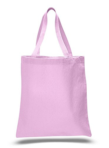 (12 Pack) 1 Dozen - Heavy Cotton Canvas Tote Bag (Light Pink)
