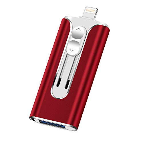 USB Flash Drive for iPhone 128gb Memory Stick LTY Photo Stick USB 3.0 Jump Drive Thumb Drives Externa Lightning Memory Stick for iPhone iPad Android and Computers (red-128GB)