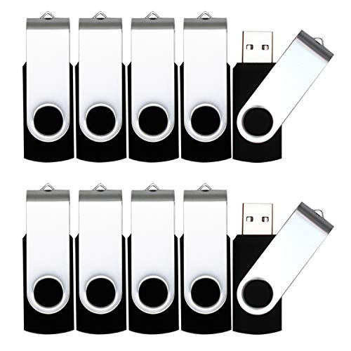 USB Flash Drive 4GB 10 Pack USB 2.0 Thumb Drive Jump Drive Bulk Memory Sticks Zip Drives Swivel Keychain Design 10 Pieces Black