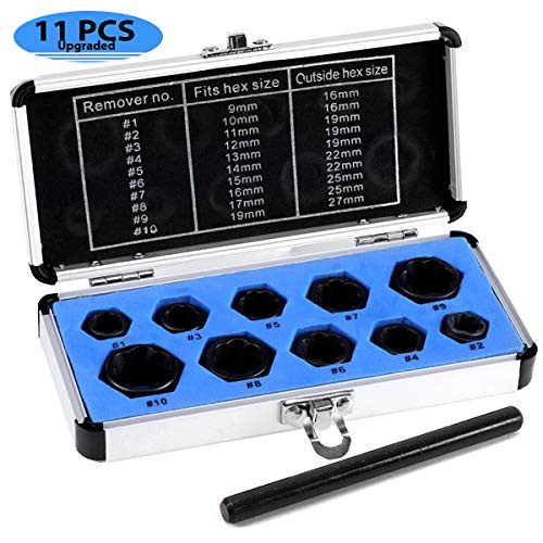 Ritzybiz Impact Nut & Bolt Extractor Set, Bolt Nut Removal Extractor Socket Tool Set (11pcs)