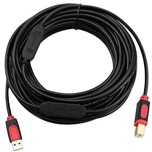 SNANSHI Long Printer Cable 50 ft Active Printer Cable USB 2.0 Type A Male to Type B Male Printer Scanner Cable Built-in Signal Booster Chip Extra Long USB Printer Cable 50 Feet