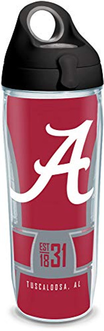 Tervis 1324845 Alabama Crimson Tide Spirit Insulated Tumbler with Wrap and Black with Gray Lid, 24 oz Water Bottle - Tritan, Clear