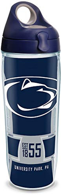 Tervis 1324832 Penn State Nittany Lions Spirit Insulated Tumbler with Wrap and Navy with Gray Lid, 24 oz Water Bottle - Tritan, Clear