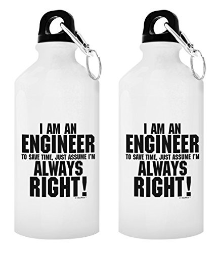 Engineer Gifts for Women I'm an Engineer to Save Time Assume I'm Always Right Engineer Gifts Engineer Graduation Gifts Engineering Gift 2-Pack Aluminum Water Bottles with Cap & Sport Top Engineer