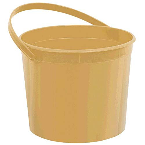 Plastic Bucket | Gold | Party Accessory | 12 Ct.