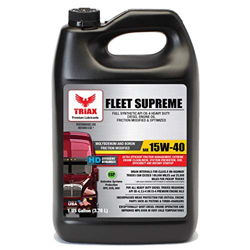 Triax Fleet Supreme 15W-40 API CK-4 Full Synthetic Diesel Engine Oil | Friction Optimized with Boosted with Molybdenum & Nano-Boron | Superb Powerstroke Performance (1 Gallon) Triax Fleet Supreme 15W-40 API CK-4 Full Synthetic Diesel Engine Oil | Friction Optimized with Boosted with Molybdenum & Nano-Boron | Superb Powerstroke Performance (1 Gallon)