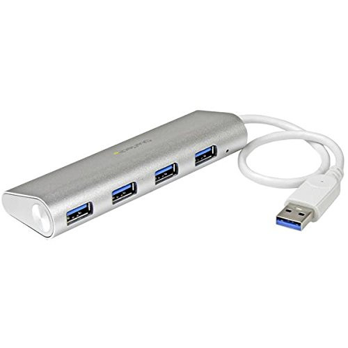 StarTech.com 4 Port Portable USB 3.0 Hub with Built-in Cable - Aluminum and Compact USB Hub (ST43004UA)