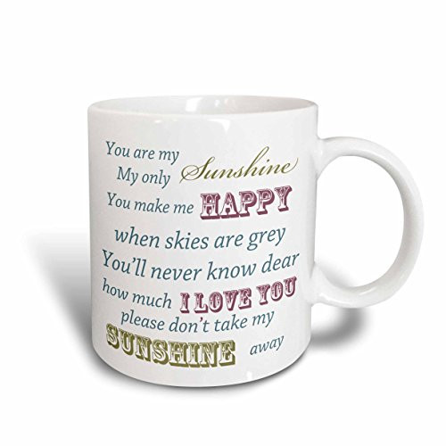 3dRose mug_178874_2 You Are My Sunshine Vintage Inspirational Art Ceramic Mug, 15-Ounce