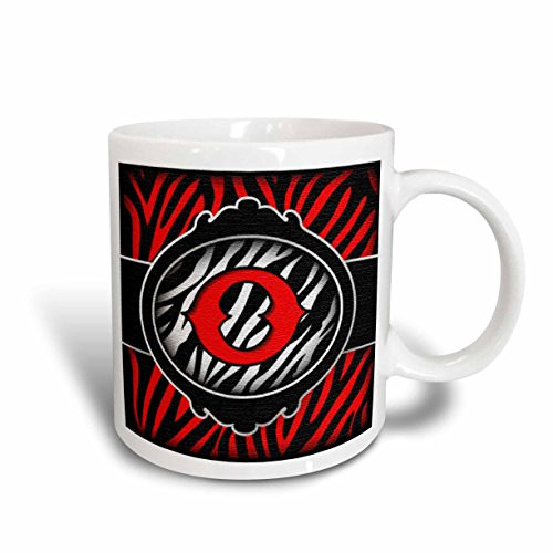 3dRose mug_102902_2 Wicked Red Zebra Initial Letter O Ceramic Mug, 15-Ounce