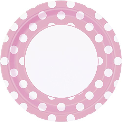Light Pink Polka Dot Paper Plates, 8ct