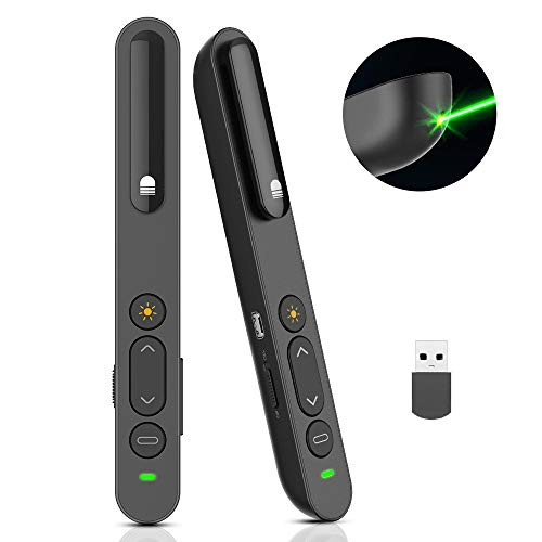 Wireless Presenter Rechargeable,Doosl Presentation Remote with Green Light, Hyperlink, Volume Control - 2.4GHz PowerPoint Clicker for Classroom, Lecture Hall, Conference Room, Exhibition Hall, etc.
