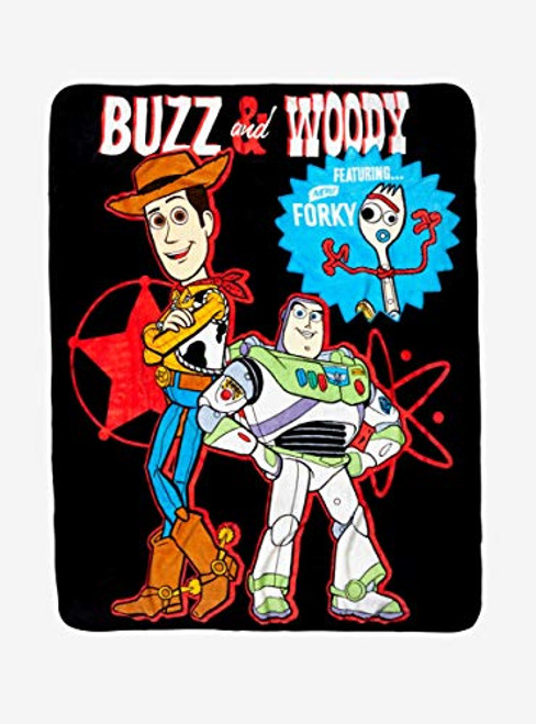 Hot Topic Disney Pixar Toy Story 4 Woody Buzz & Forky Throw Blanket