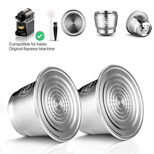 MG Coffee 2 pcs Stainless Steel Reusable Nespresso Capsule Permanent Coffee Pod Holder Compatible for Nespresso Original Line Machines MG Coffee 2 pcs Stainless Steel Reusable Nespresso Capsule Permanent Coffee Pod Holder Compatible for Nespresso Original Line Machines