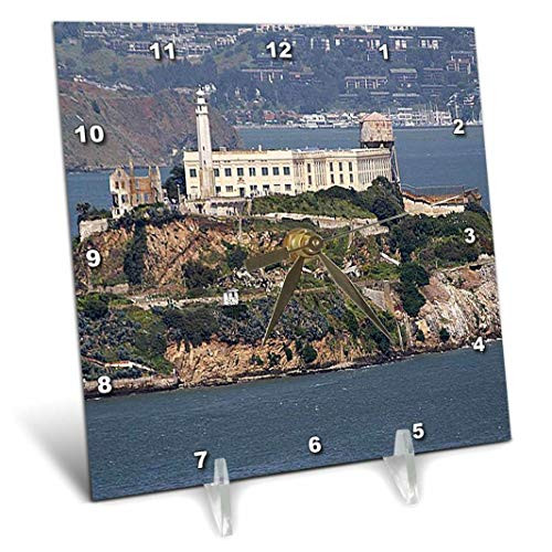 3dRose dc_21692_1 Alcatraz Island Desk Clock, 6 by 6"