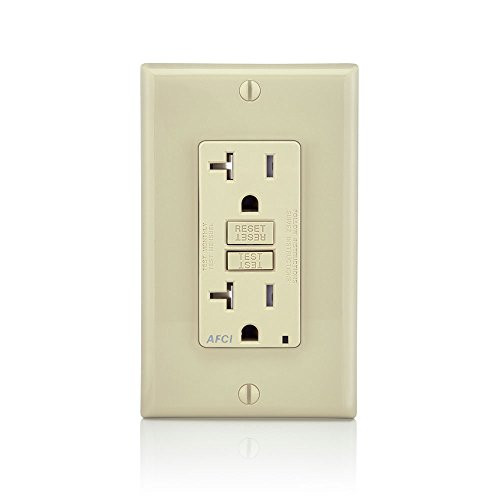 Leviton AFTR2-I SmartlockPro Outlet Branch Circuit Arc-Fault Circuit Interrupter Receptacle, 20-Amp, 120-volt, Ivory