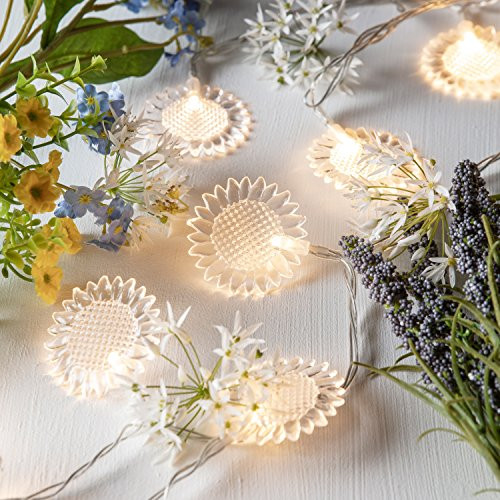 Battery Operated Sunflower String Lights with 10 Warm White LEDs
