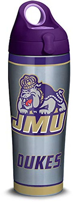 Tervis 1316326 James Madison Dukes Tradition Stainless Steel Insulated Tumbler with Lid, 24oz Water Bottle, Silver