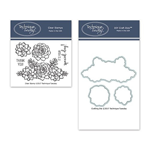 Sweet Succulents Clear Stamps with Matching Metal Dies | Flowers Rubber Stamps | Clear Rubber Stamps | Photopolymer Stamps | Die Cuts | Craft Dies | Card Making Supplies