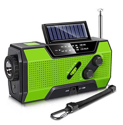 Alice Dreams Emergency Solar Hand Crank Portable Radio, NOAA Weather Radio for Household and Outdoor Emergency with AM/FM, LED Flashlight, Reading Lamp, 2000mAh Power Bank USB Charger and SOS Alarm