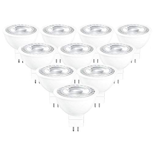 MR16 LED 12V Bipin Bulb 3000K Warm White 50W Halogen Replacement GU5.3 5W 450lm 40 Degree Flood Beam Angle for Landscape and Track Lighting 10-Pack MR16 LED 12V Bipin Bulb 3000K Warm White 50W Halogen Replacement GU5.3 5W 450lm 40 Degree Flood Beam Angle for Landscape and Track Lighting 10-Pack