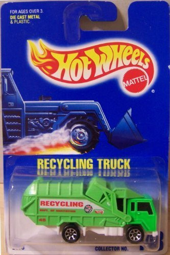 Mattel Hot Wheels 1991 1:64 Scale Green Recycling Truck Die Cast Car Collector #143