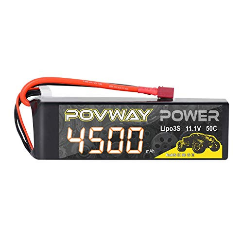 3S 50C LiPo Battery POVWAY 11.1V 4500mAh with T Plug Compatible RC Cars, RC Truck, RC Airplane, RC Helicopter, RC Boat