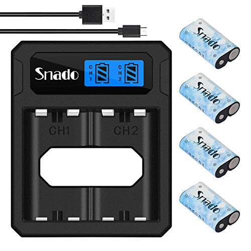 Snado Compatible with Xbox One Battery 4 Pack x 2200mAh Rechargeable Controller Battery and LCD Charger for Xbox One/Xbox One S/Xbox One X/Xbox One Elite Wireless Controller