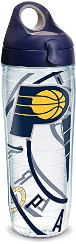 Tervis 1296862 NBA Indiana Pacers Insulated Tumbler with Wrap and Navy with Gray Lid, 24oz Water Bottle, Clear