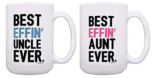 Aunt Uncle Gifts Best Effin' Aunt & Best Effin' Uncle Ever Aunt Uncle Mug Set 2 Pack Gift 15-oz Coffee Mugs Tea Cups 15 oz Aunt & Uncle