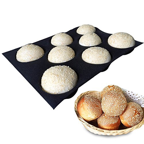 Bluedrop Silicone Bun Bread Forms Round Shape Trays Perforated Bakery Molds Fit Half Pan Size