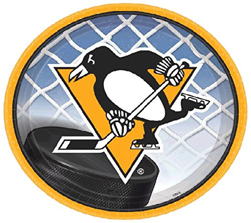 amscan Pittsburgh Penguins Collection Plates 7" Round, Party Plates, 48 Ct.
