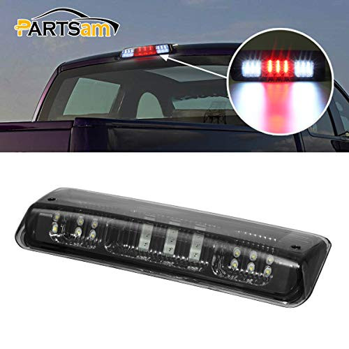 Partsam Replacement for Ford F150 F-150 2004 2005 2006 2007 2008 High Mount Stop Light 3rd Third Brake Light Smoked LED Rear Cab Roof Center Mount Brake Tail Cargo Light Lamp Chrome Housing w/3 Plugs