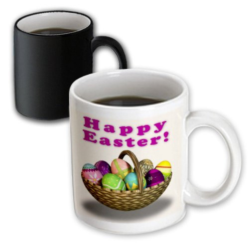 3dRose mug_43242_3"Easter Eggs Basket" Magic Transforming Mug, 11 oz, Multicolor