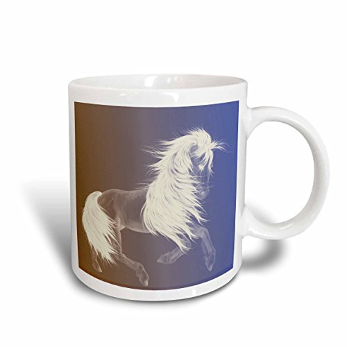 3dRose Spirit of The Horse Animals White Horse Ceramic Mug, 15-Ounce