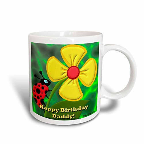 3dRose Ladybug Happy Birthday Daddy Ceramic Mug, 15-Ounce