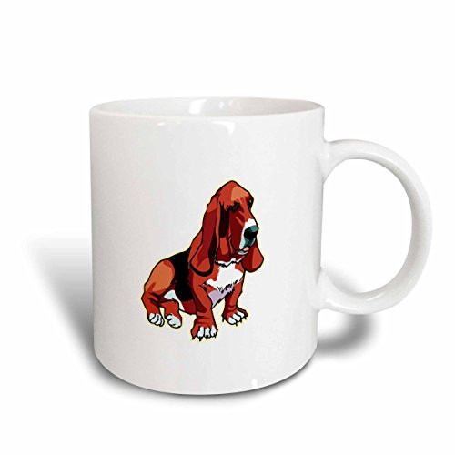 3dRose Cute and Cuddly Canine Brown Basset Hound Ceramic Mug, 15-Ounce