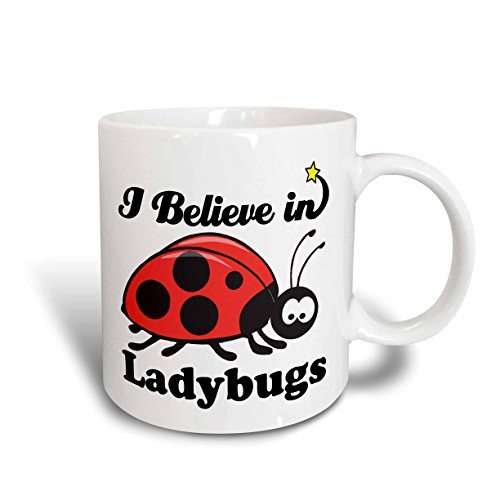 3dRose I Believe in Ladybugs Ceramic Mug, 15-Ounce